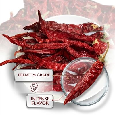 Stamloze gedroogde rode chilipepers Natuurlijke gedroogde Chili Rojo Exportkwaliteit Volle pepers 4-7cm 20000-50000SHU Groothandel