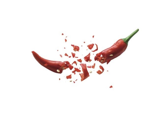 Chilipeper: Fruit en groentenpoeder met hele chilli pepers