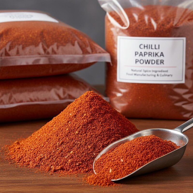 Glutenvrije droge paprikapoeder met chili, natuurlijk fijn gemalen specerij, perfect voor het verbeteren van smaak en kleur in voedingsproducten